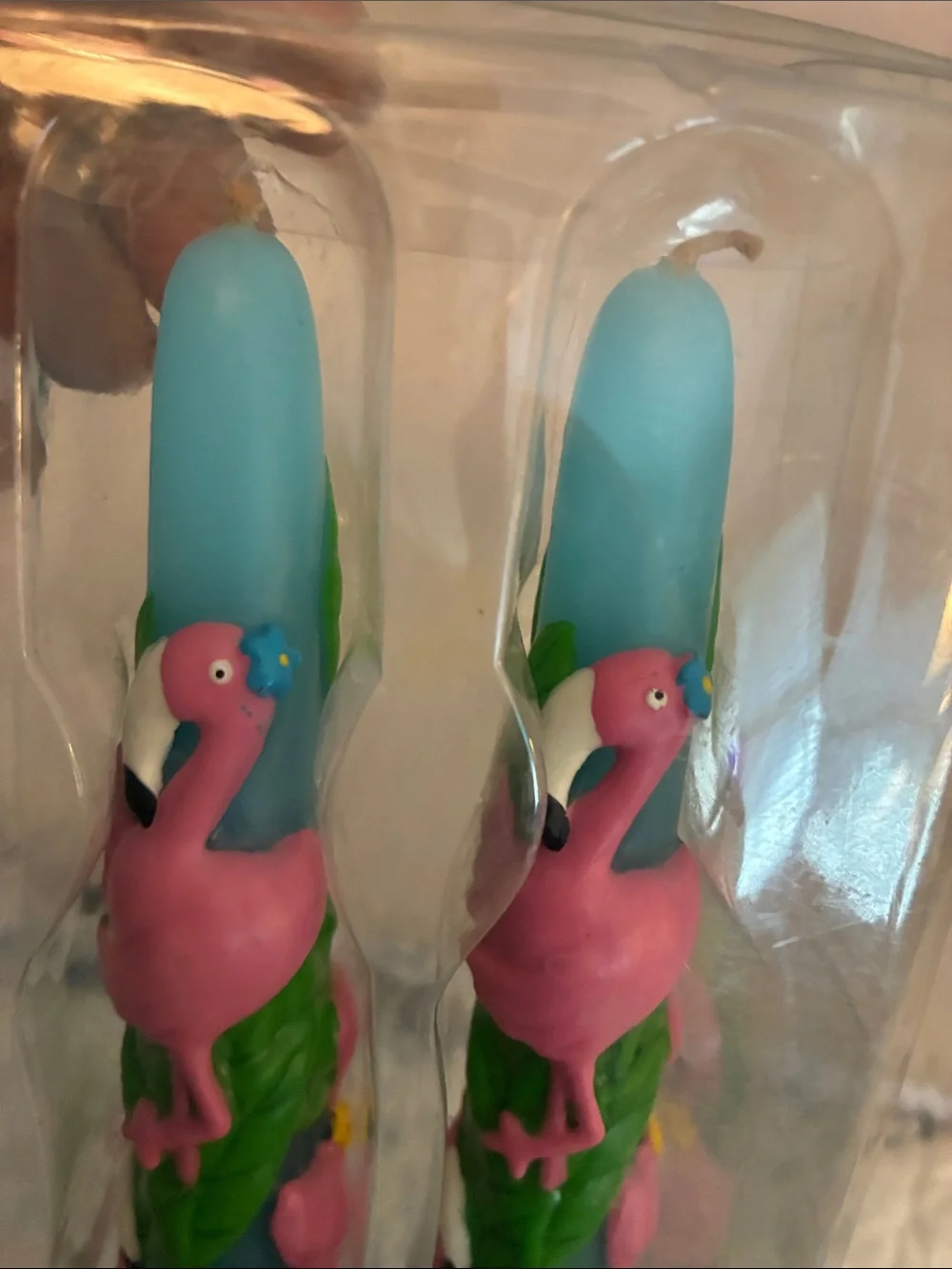 Flamingo Taper Gift Set unused sculptured in the form of flamingos.